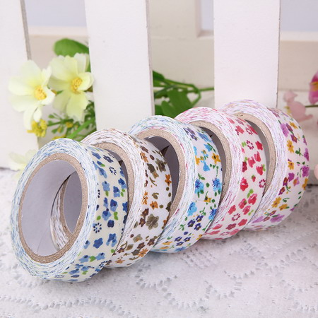 Adhesive Craft Tape for Decorations, Decoupage, Scrapbooking 15 mm self-adhesive flowers -4 meters