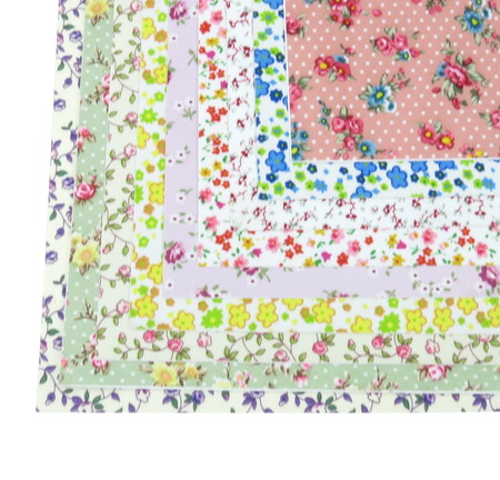 Țesătură A4 (21x29,7 cm) flori cu imprimeu autoadeziv culori ASSORTE
