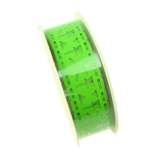 Banda de polipropilenă 15 mm verde autoadezivă cu fluturi -1 metru