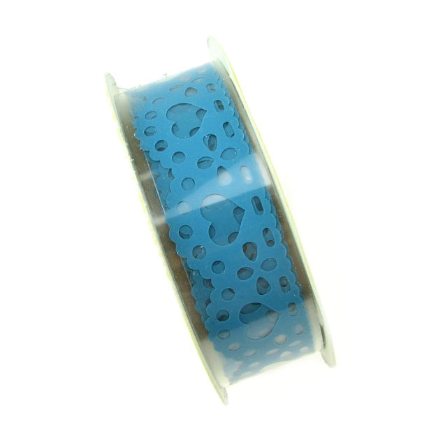 Polypropylene tape 15 mm self-adhesive blue with hearts -1 meters