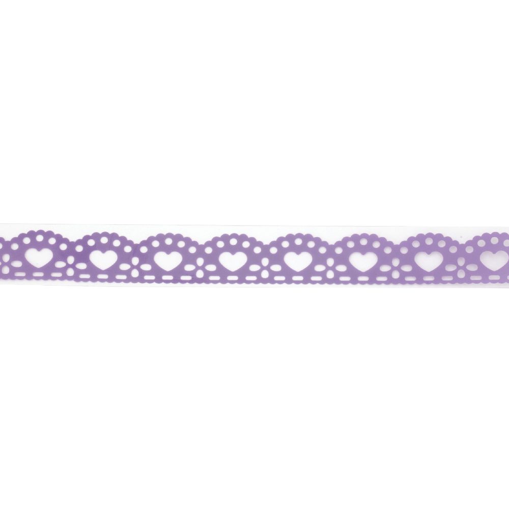 Banda din polipropilenă 19 mm violet autoadeziv cu inimi -1 metru