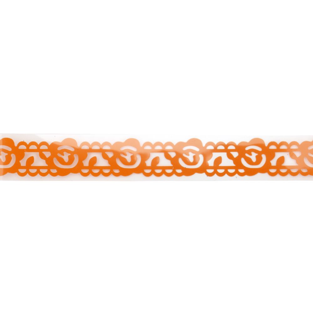 Лента полипропилен 19 мм самозалепваща оранжева с цветя -1 метра