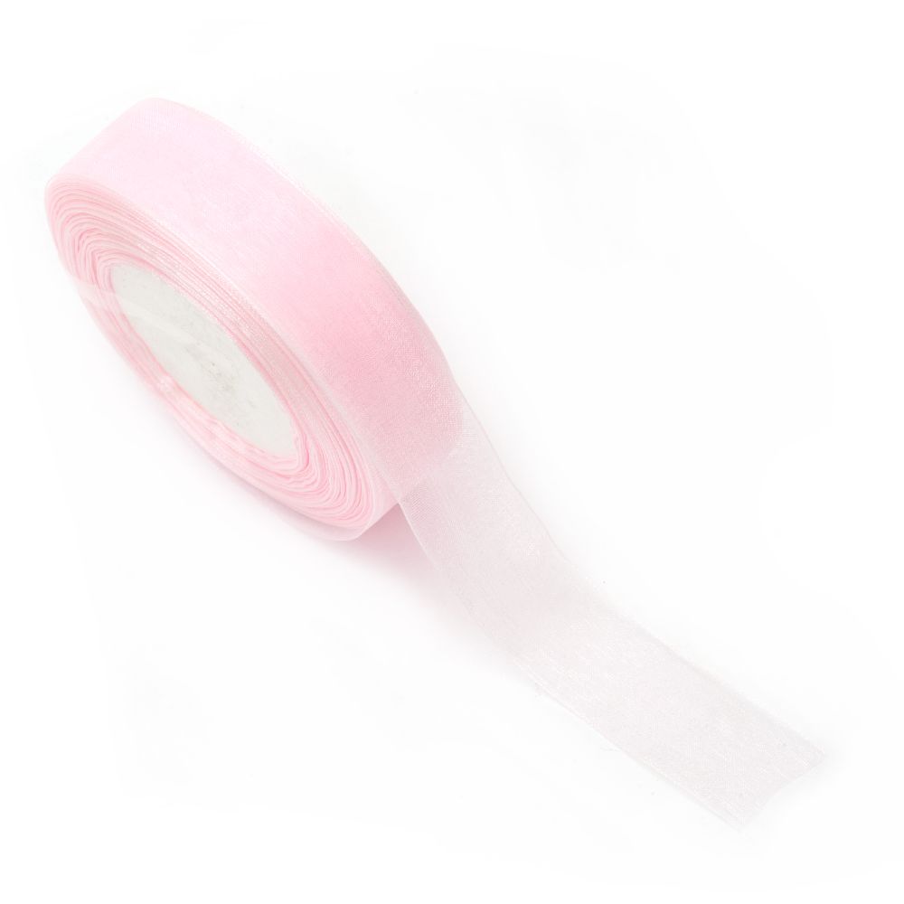 Organza ribbon 25 mm pink pale ~ 45 meters