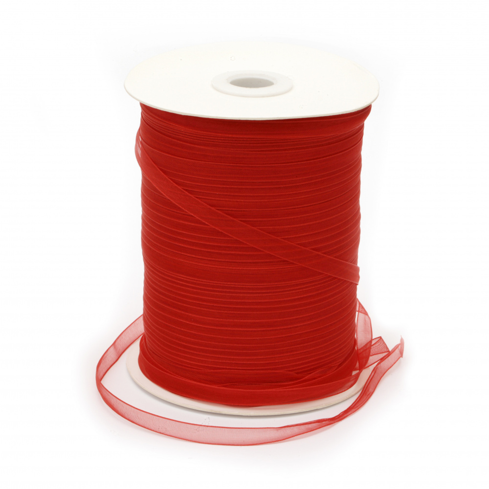 Organza ribbon 6 mm red -20 meters