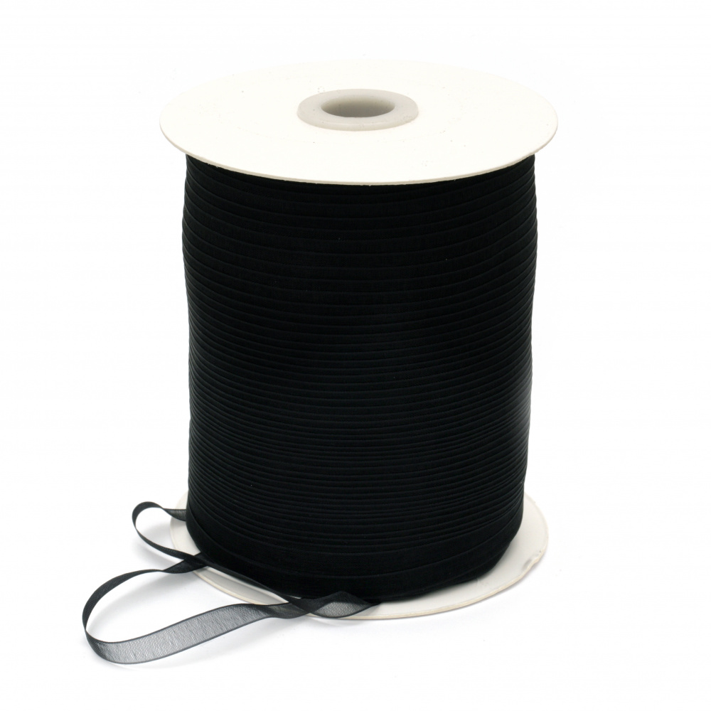 Organza ribbon 6 mm black -20 meters