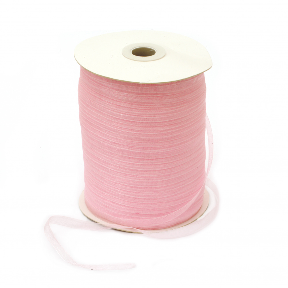 Organza ribbon 6 mm pink light -20 meters