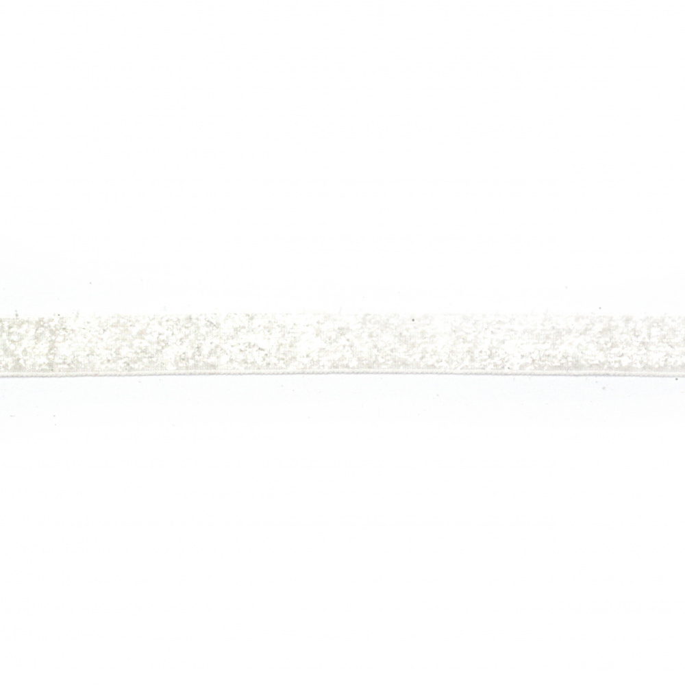 Polyester Glitter Ribbon / 10 mm / White - 10 meters
