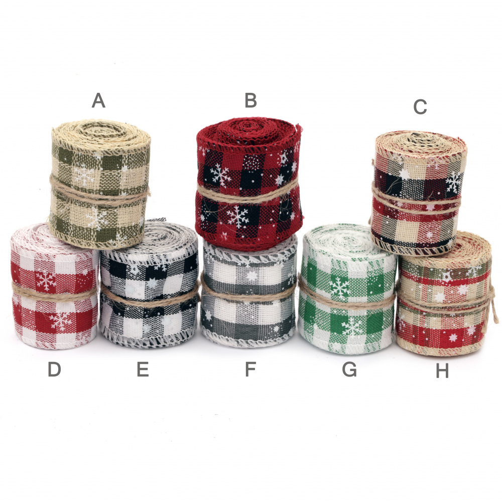Decorative Christmas Ribbon, Cotton, Assorted Patterns 50mm ~ 2.75 meters