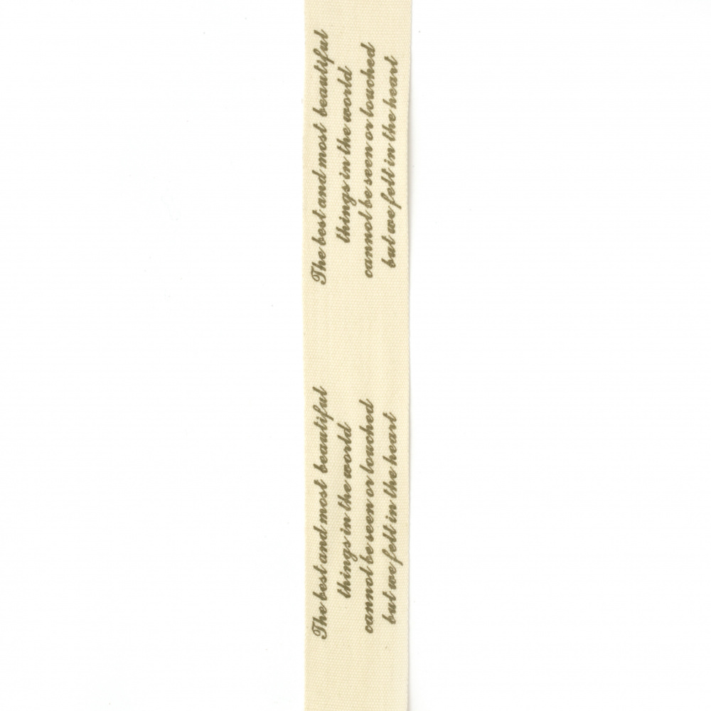 Panglică de bumbac de 20 mm cu imprimeu text -3 metri