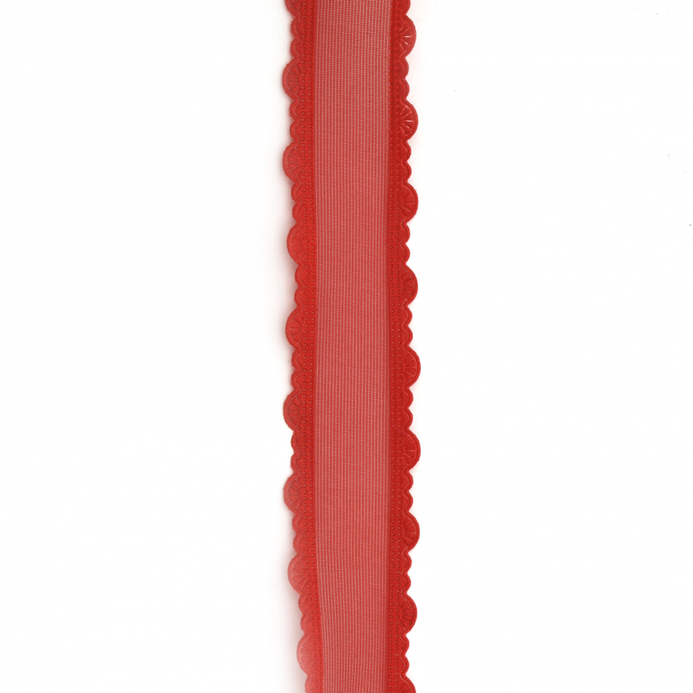 Лента органза 25 мм червена -3 метра