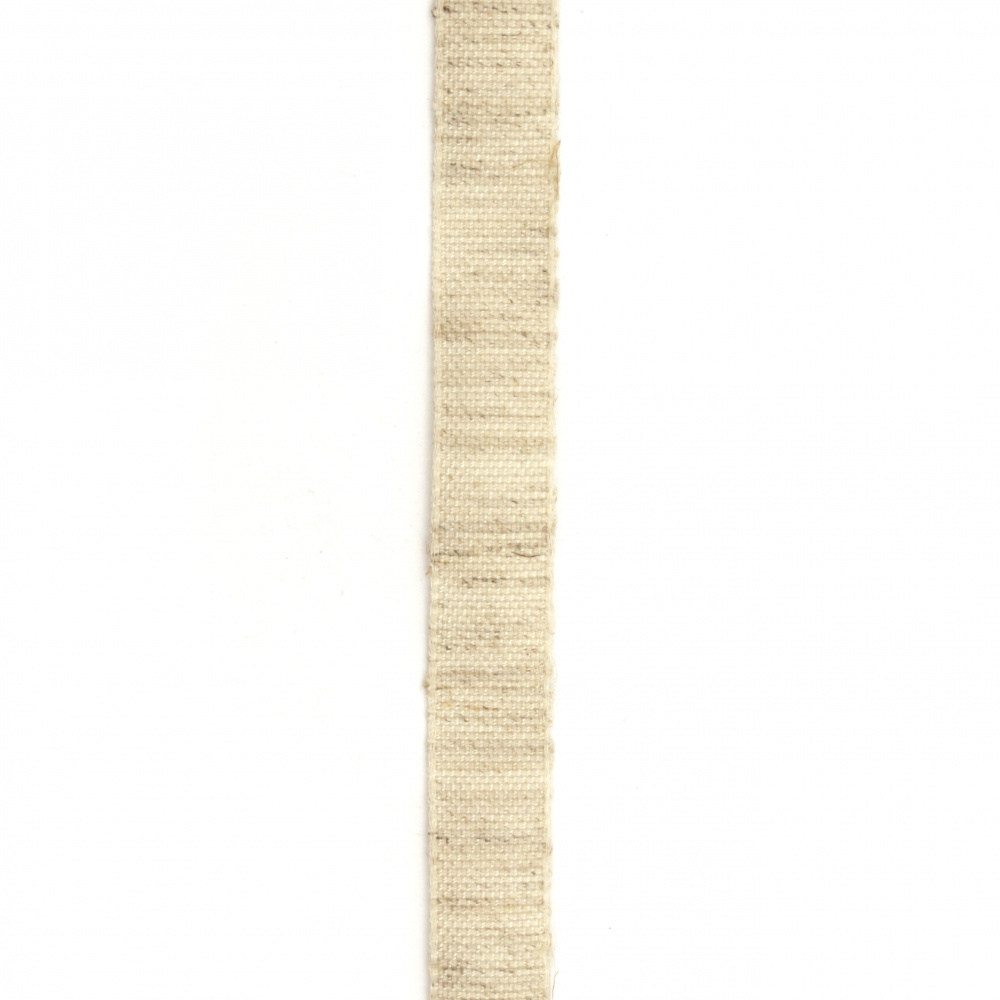 Panglică bumbac filetă de 9 mm ivoriu -3 metri