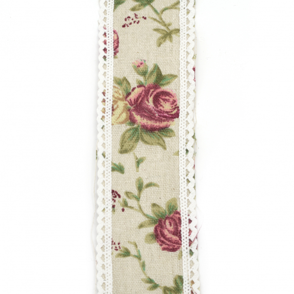 Cotton Ribbon for decoration vintage with lace cotton 5x200 cm