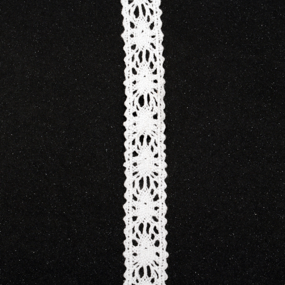 Ribbon lace cotton 18 mm  for Decoration color white - 1.80 meters