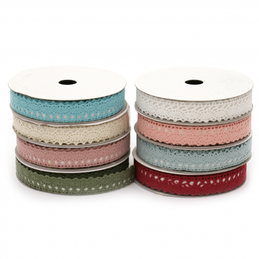 Self-adhesive Tape lace cotton 15 mm assorted colors - 1.80 meters