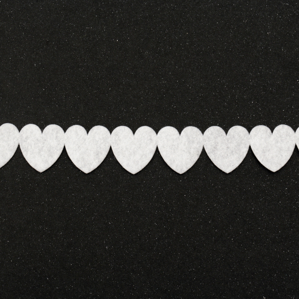 Textile tape 25 mm hearts white -9 meters