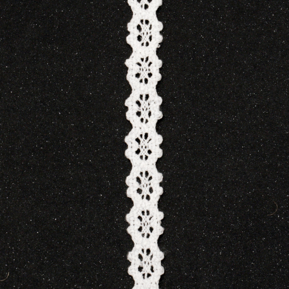Ribbon lace cotton 12mm for Decoration, Wedding Clothes, Sewing, DIY Craft Gift Wrap, white color ~1.80 m