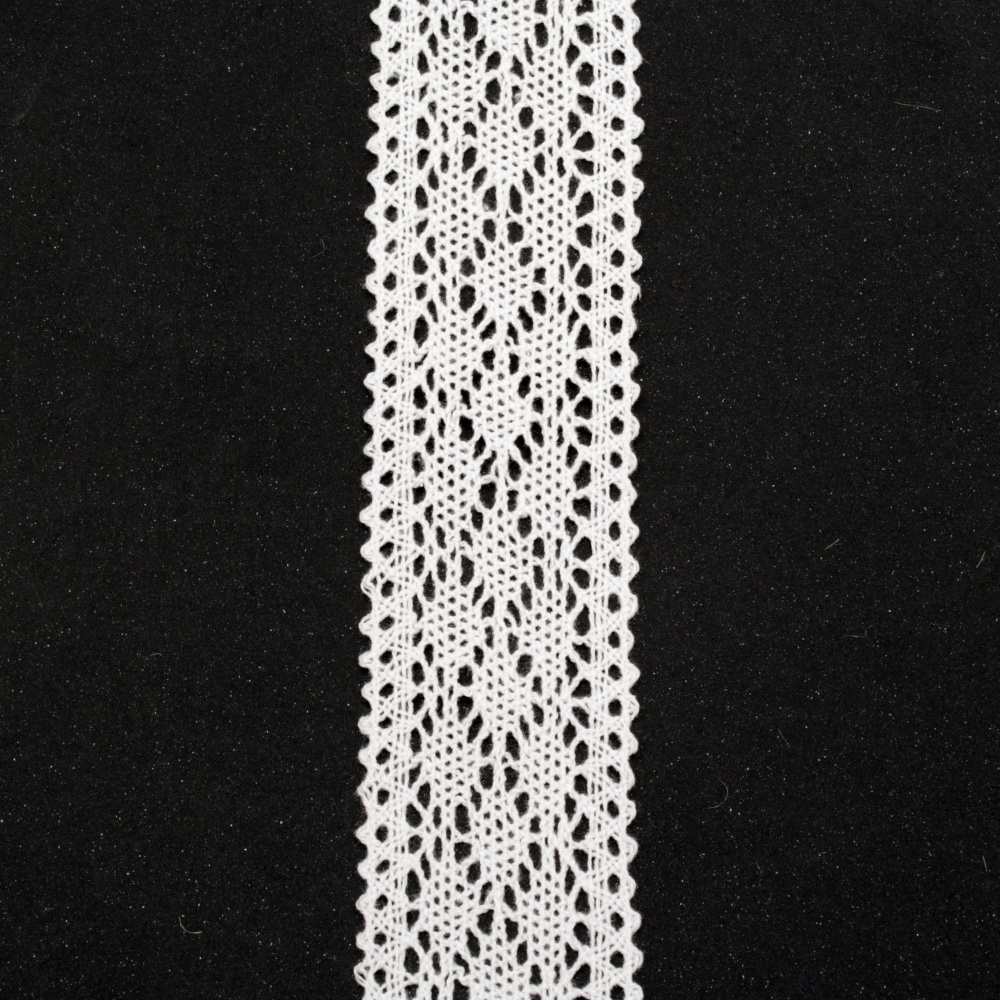 Ribbon lace cotton 40 mm color white ~ 1.80 meters