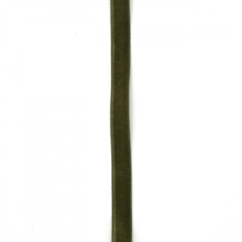 Лента кадифе 10 мм зелена маслинена -3 метра