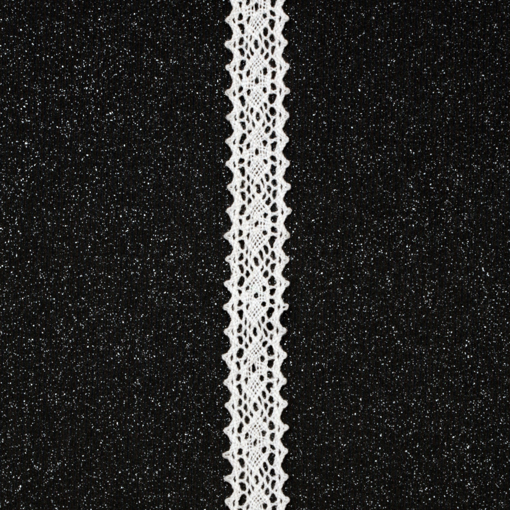 Лента дантела памук 15 мм цвят бял- 2 метра