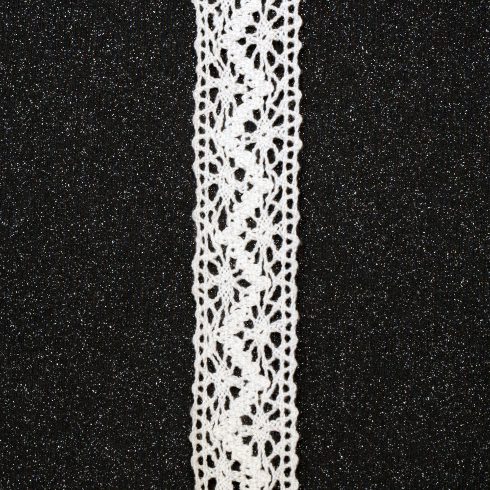 Лента дантела памук 30 мм цвят бял- 2 метра
