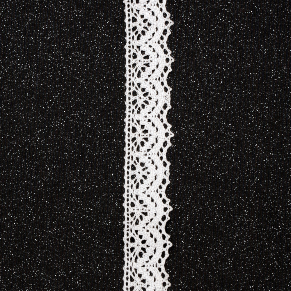 Лента дантела памук 20 мм цвят бял- 2 метра