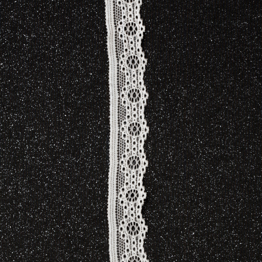 Дантелена лента еластична 15 мм бяла - 3 метра