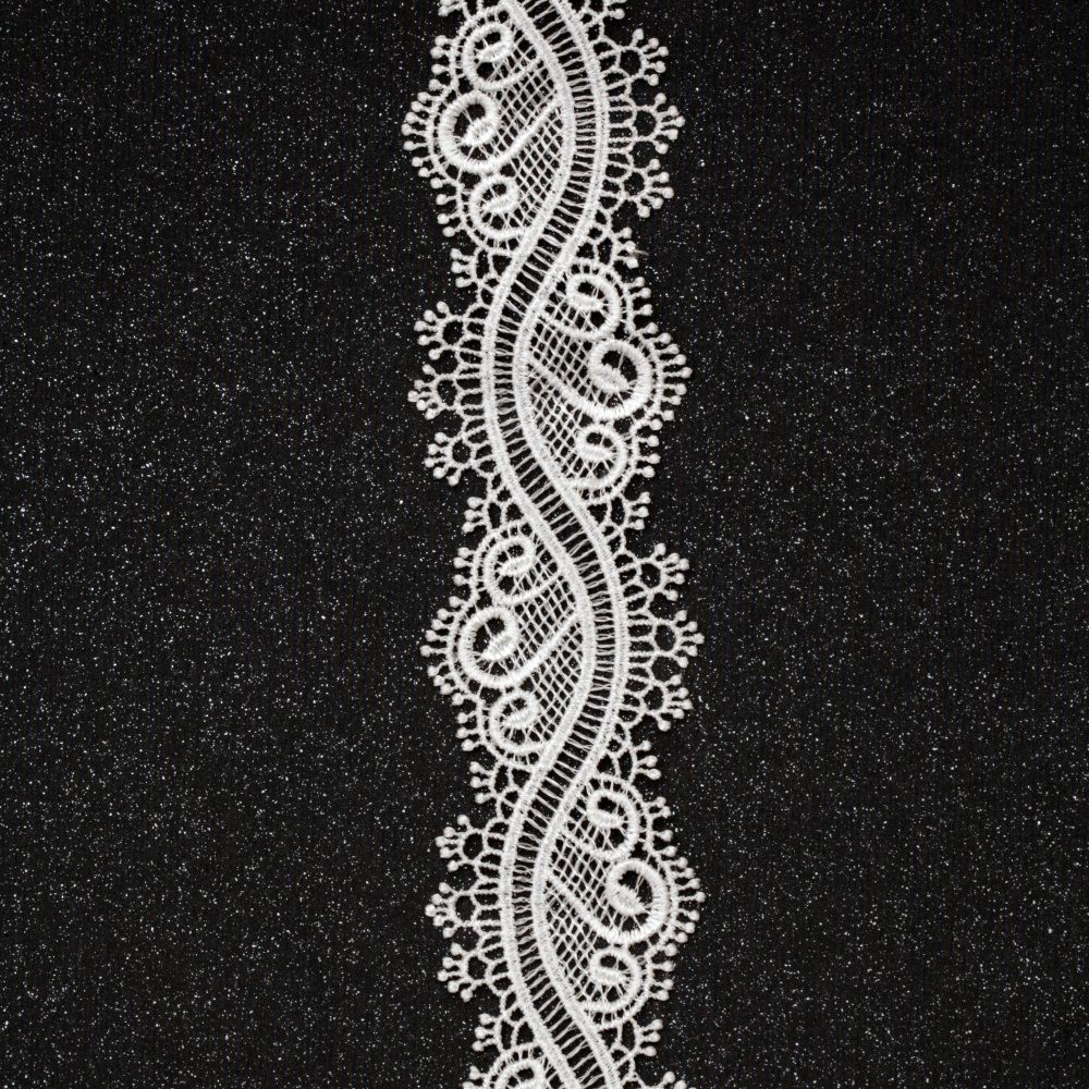 Crochet Lace Trim / 40 mm / White - 1 meter