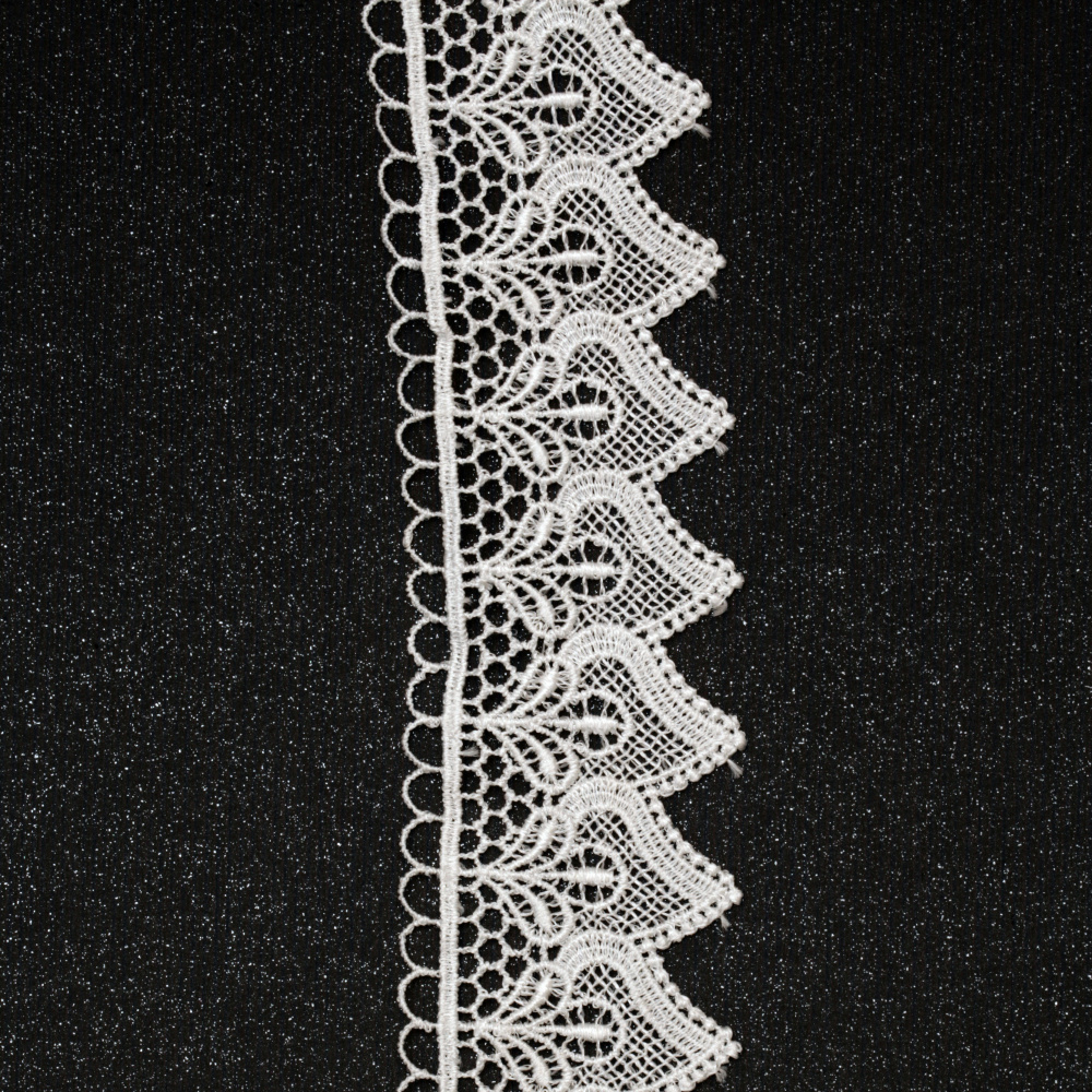Crochet Lace Strip / 50 mm /  White - 1 meter
