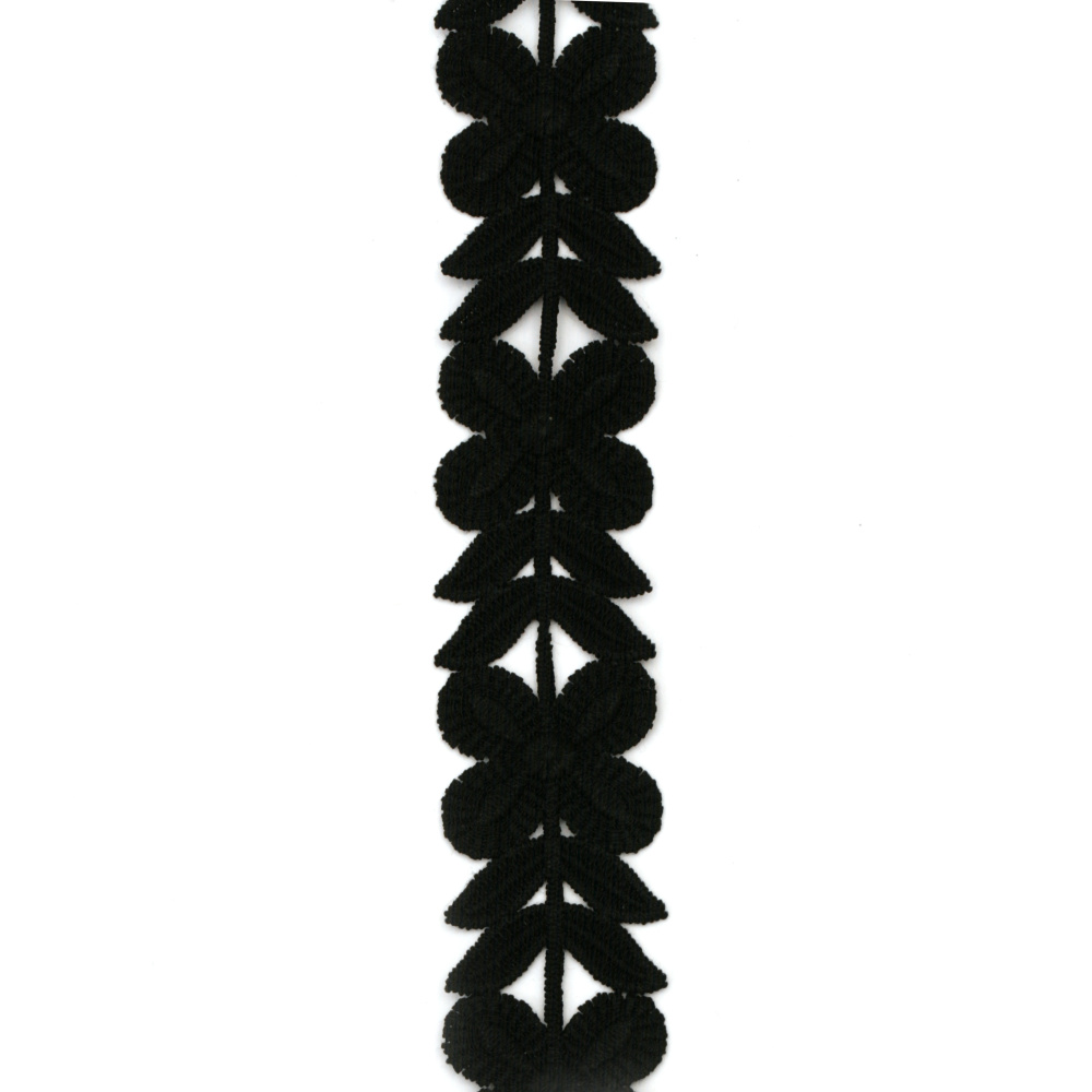 Crochet Lace Strip for Decoration / 30 mm / Black - 1 meter