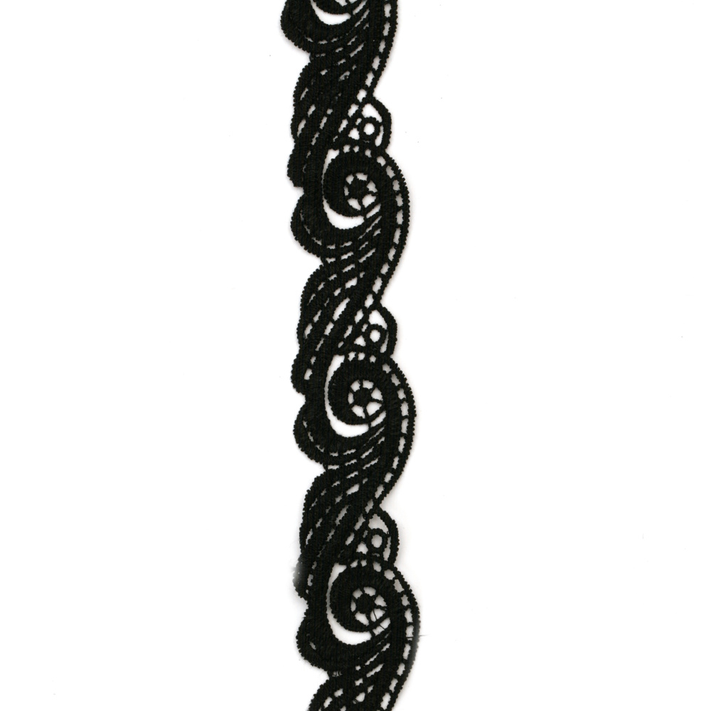 Crochet Lace Strip / 30 mm / Black - 1 meter