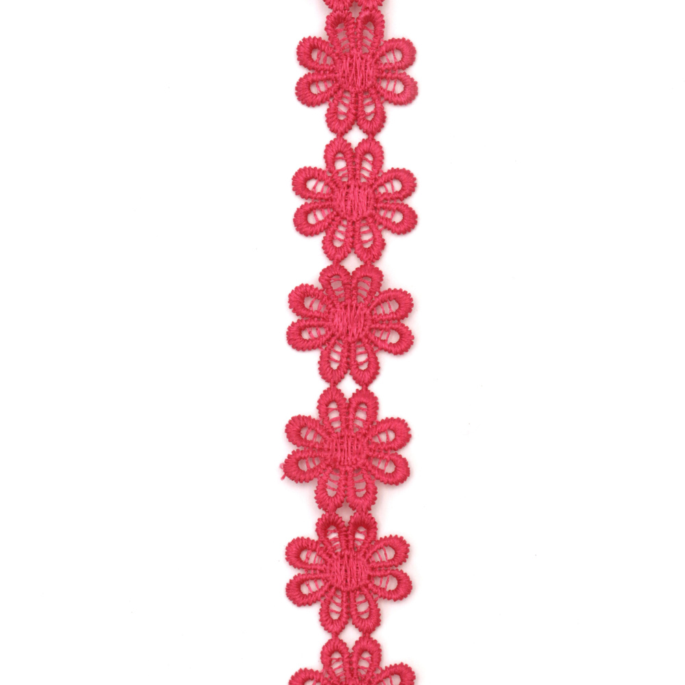 Strip of Crocheted Flower Lace / 25 mm / Cyclamen - 1 meter