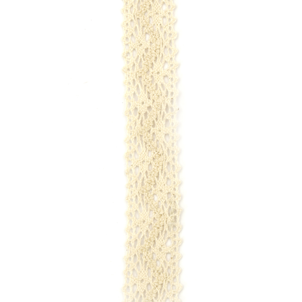 Лента дантела памук 25 мм цвят бежов - 2 метра