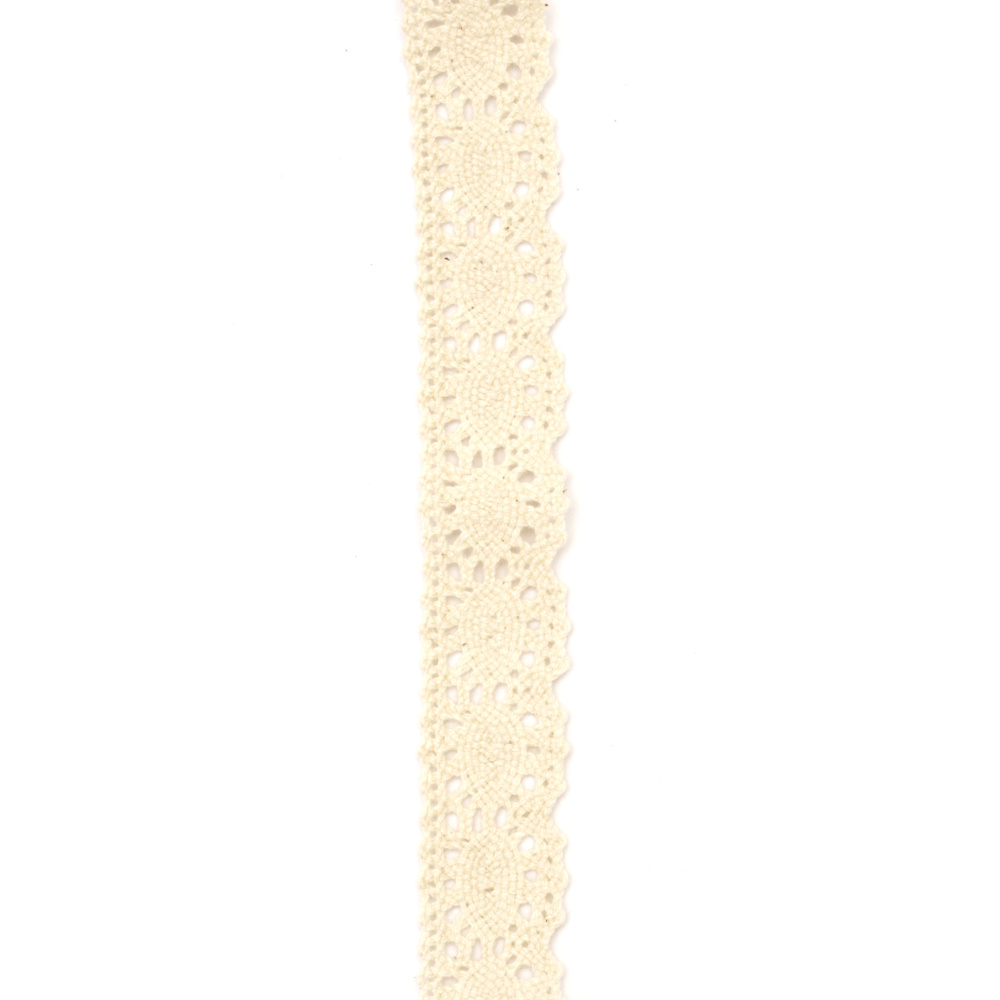 Лента дантела памук 20 мм цвят бежов - 2 метра