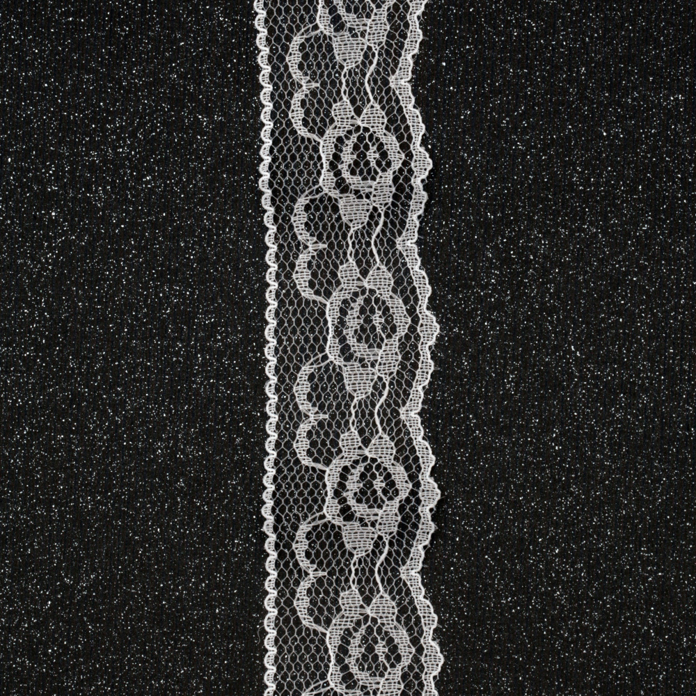 Panglică dantelă 35 mm albă - 1 metru