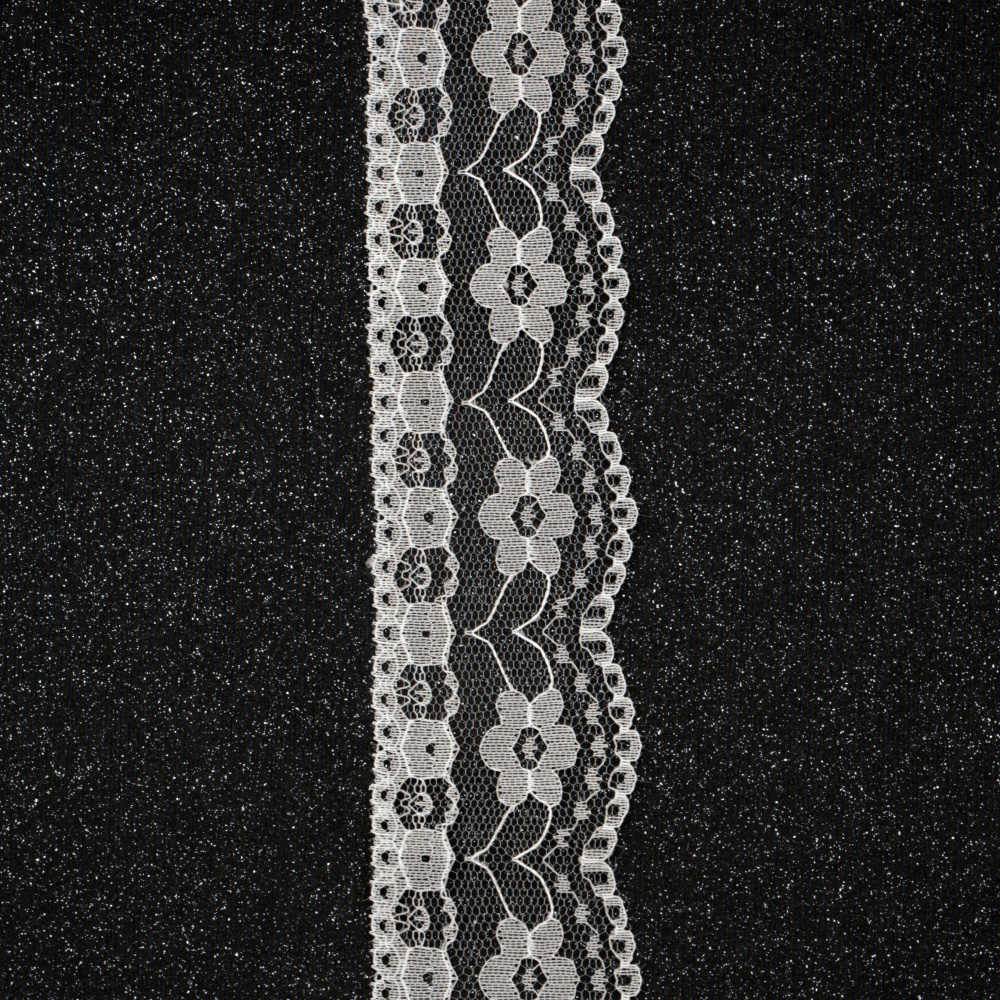Panglică dantelă 45 mm albă - 1 metru