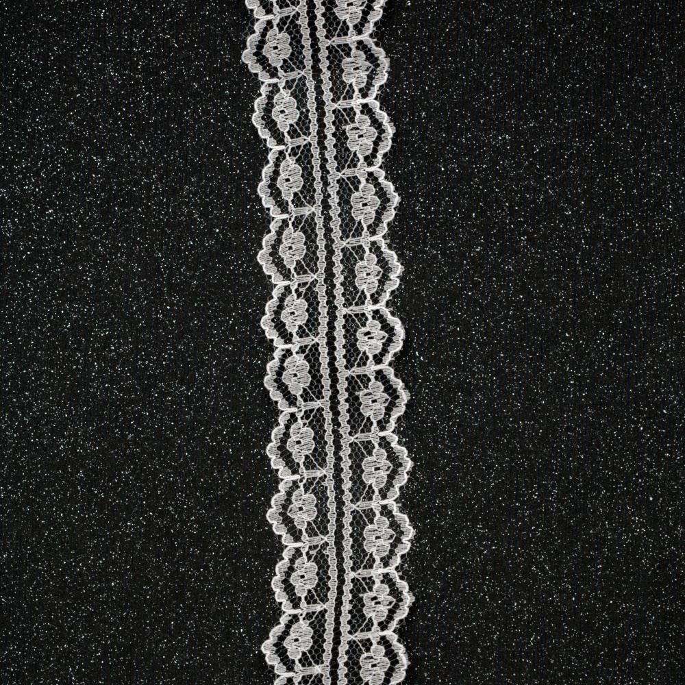 Fine Lace Ribbon / 35 mm / White - 1 meter