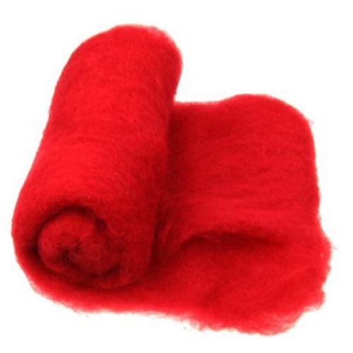 Wool felt merino for non-wovens, for making clothes, jewelry and accessories m700x600 mm extra quality red -50 grams