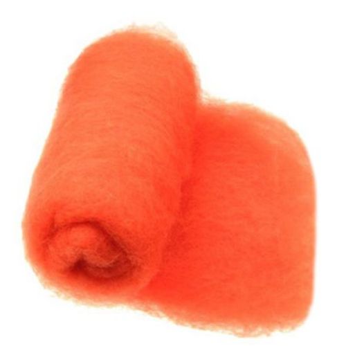 Wool felt merino for non-wovens, for making clothes, jewelry and accessories m 700x600 mm extra quality orange -50 grams