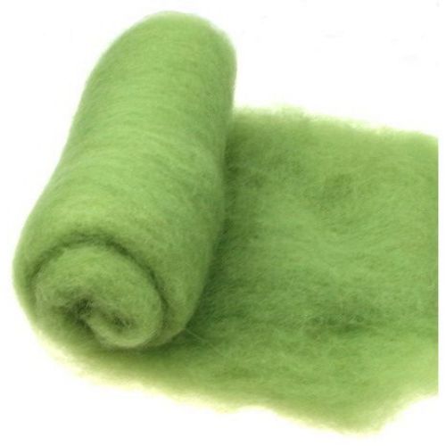 Wool felt merino for non-wovens, for making clothes, jewelry and accessories m700x600 mm extra quality green light -50 grams