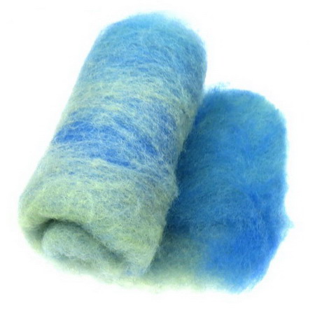 Wool felt merino for non-wovens, for making clothes, jewelry and accessories m 700x600 mm extra quality melange blue, yellow, turquoise -50 grams