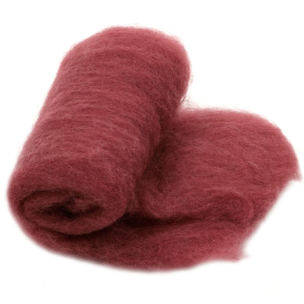 Wool felt merino for non-wovens, for making clothes, jewelry and accessories m 700x600 mm extra quality burgundy -50 grams