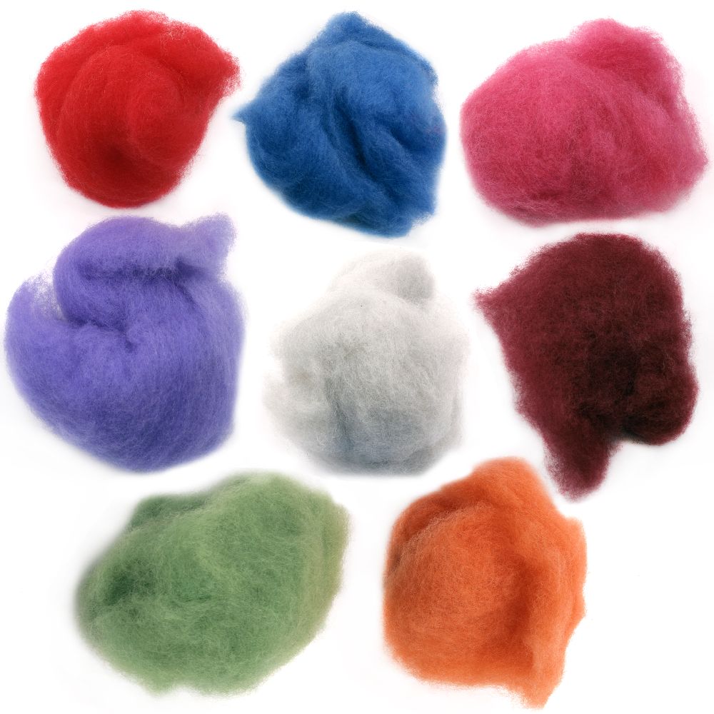 WOOL 100% Felt for making clothes, jewelry and accessories set color -50 grams