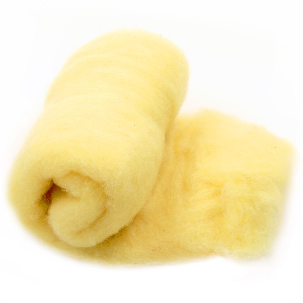 Wool felt merino for non-wovens, for making clothes, jewelry and accessories myellow -50 grams