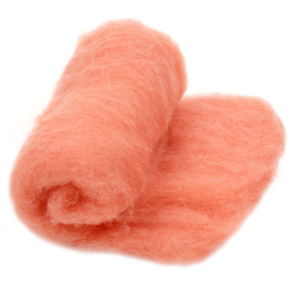 Wool felt merino for non-wovens, for making clothes, jewelry and accessories m peach -50 grams