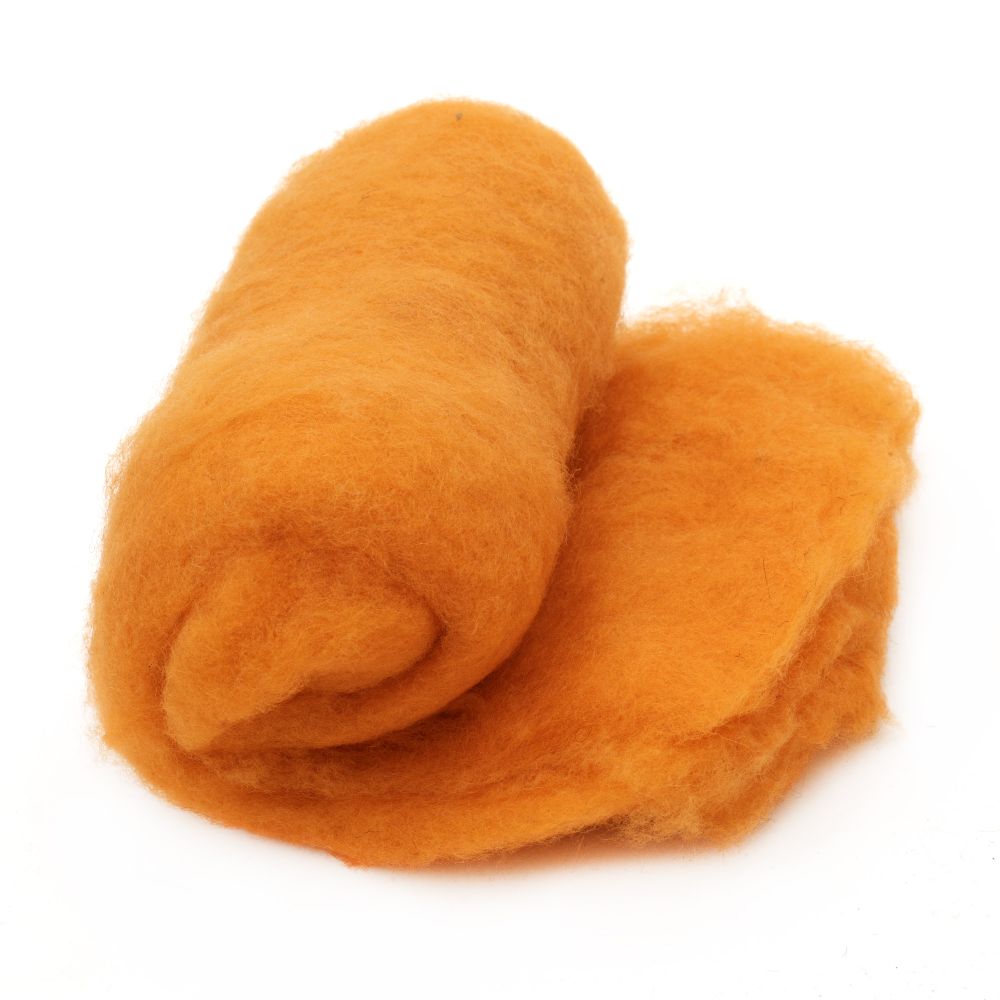 WOOL 100 percent Felt for making clothes, jewelry and accessories 700x600 mm orange -50 grams