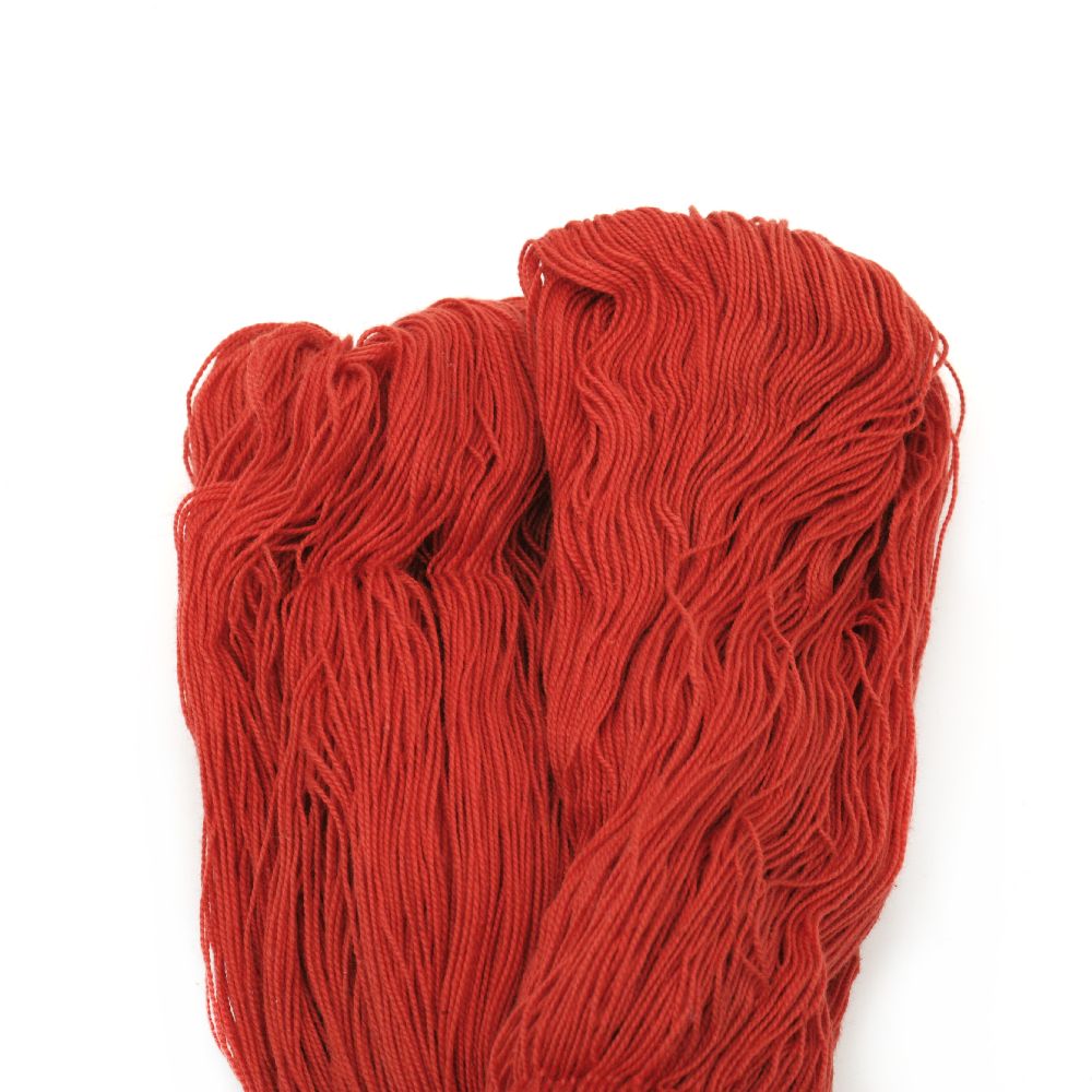Non-mercerized Cotton Yarn ZORA / Red / 100 grams - 1000 meters
