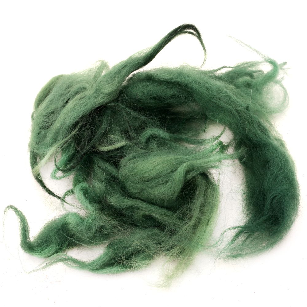 WOOL natural locks of green,for Handmade  Clothes, Jewelry and Accessories