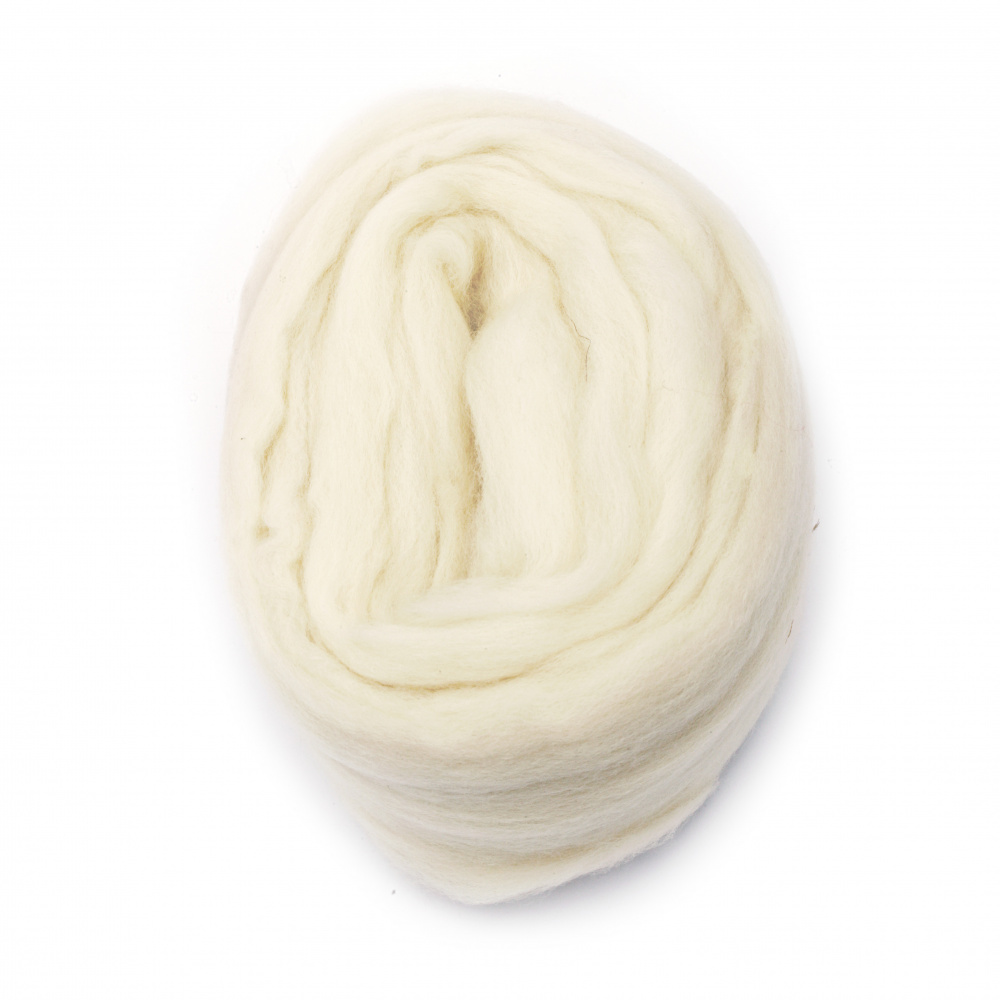 Μαλλί τσόχα 100 τοις εκατό MERINO φυσικό λευκό 2,40 μέτρα-50 γραμμάρια
