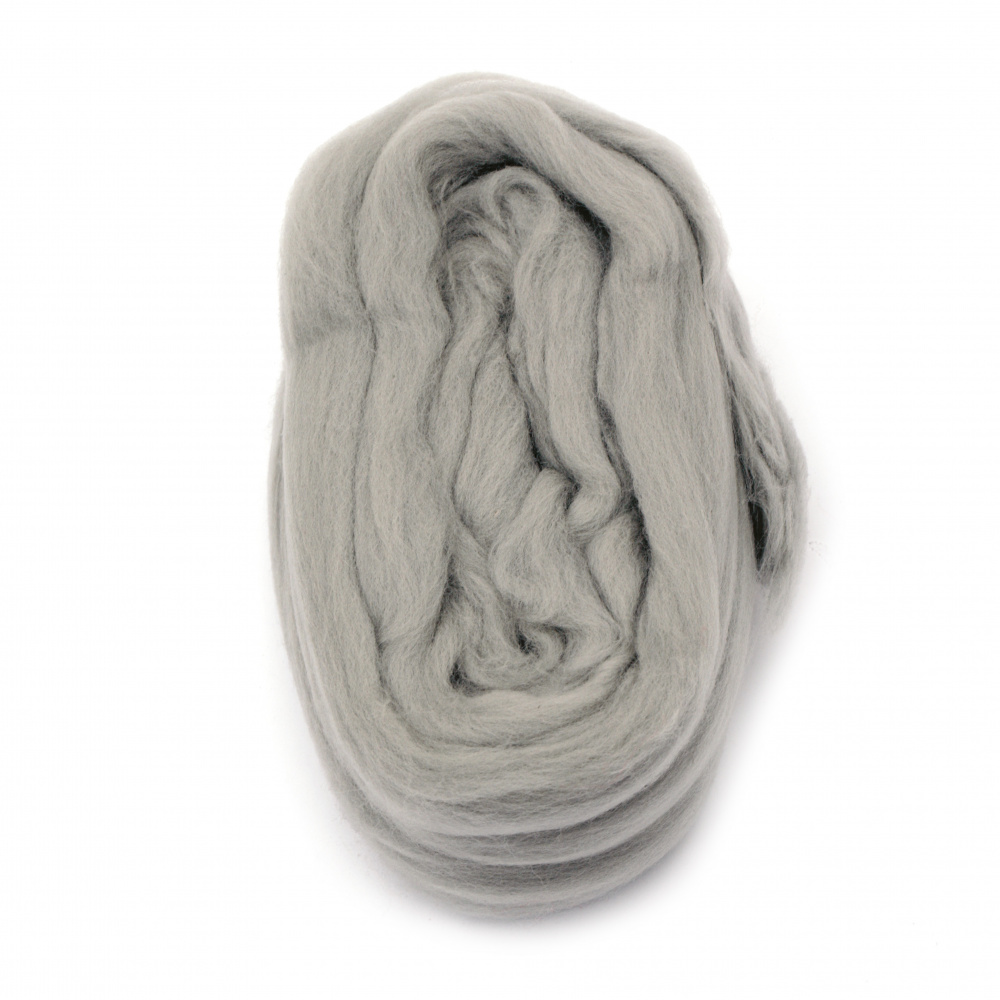 Merino Wool Roving for Felting / Light Grey /  2.40 meters - 50 grams