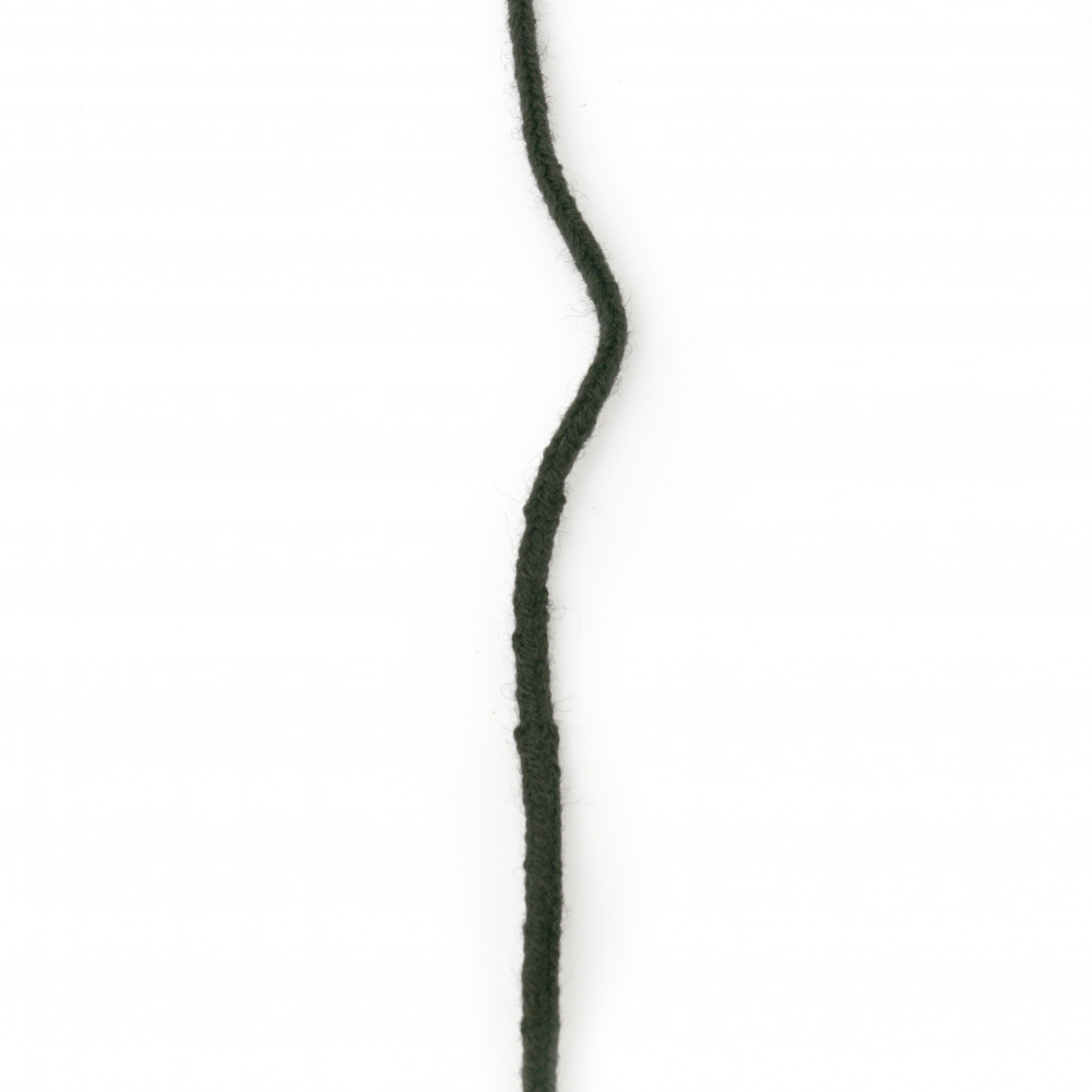 One-color Cord GAYTAN, 100% WOOL / Black / 5 mm - 3 meters